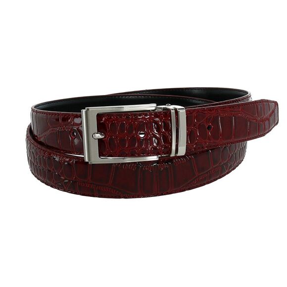CTM Big & Tall Leather Croc Print Dress Belt with Clamp On Buckle - Picture 1 of 3
